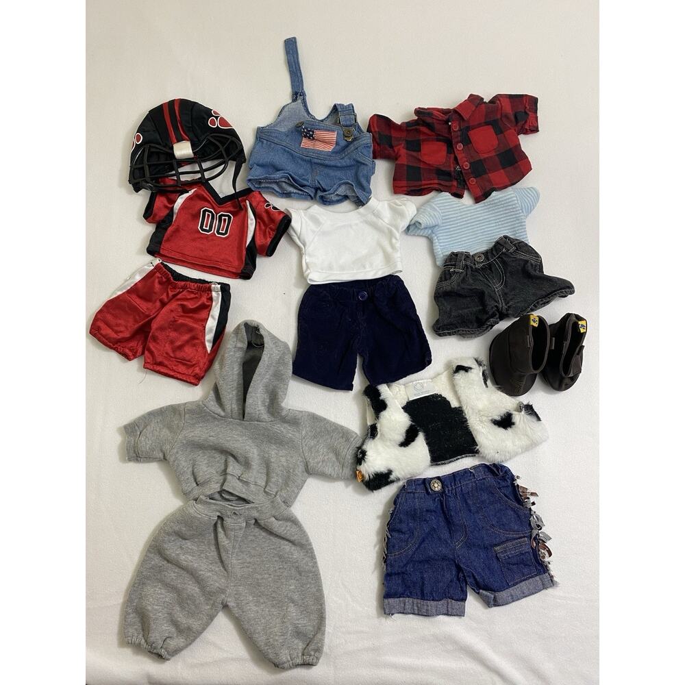 Build-A-Bear Workshop Clothes and Accessories Set Lot Of 14 Sport Cowboy America